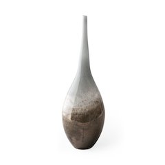 Erie II Tall Two Toned Sky Blue Dark Brown Blown Glass Vase