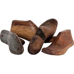 Wooden Shoe (Set of 4) 12L x 4W Brown Antique Wooden Cobbler Moulds