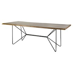Rectangular Natural Wood Top W/Black Iron Base Dining Table