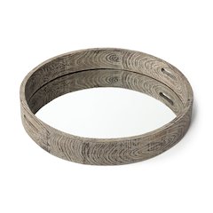 Whittier (Large) 28L x 28W Brown Wooden Mirrored Base Tray