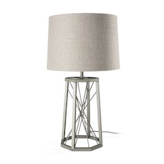 Raen (28.5"H) Gray Metal Octagonal Base w/Beige Shade Table Lamp