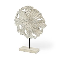 White Washed Wood W/Antiqued Silver  Botanical Decorative Object