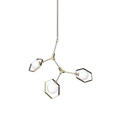 Champagne Metal Multi-Arm Three Light Chandelier