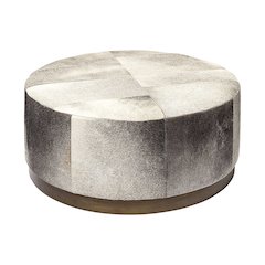 Zahavi 36" Gray Hair-On-hide W/Metal Base Ottoman