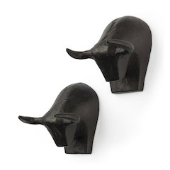 Tauro IV (Set of 2) Black Cast Aluminum Raging Bull Wall Decor