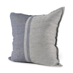 Aubrielle 20L x 20W Gray and Blue Fabric Color Blocked Decorative Pillow Cover