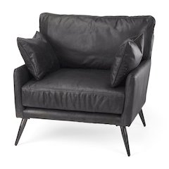 Cochrane 34.5L x 33.0W x 32.5H Black Leather Wrapped Chair