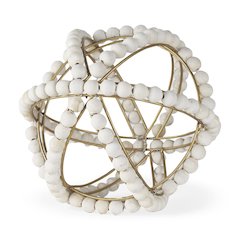 Espanlade II Large 11L x 11W White Wooden Beaded Orb