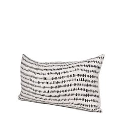 Jenna Cream w/ Black Print Linen Lumbar Decorative Pillow Cover
