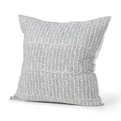 Jennelle Cream w/ Indigo Print Linen Square Decorative Pillow Cover