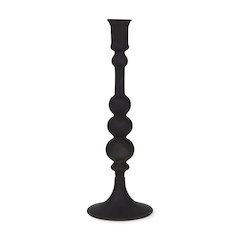 Haute Large Matte Black Blown Glass Candlestick