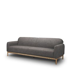 Hale Sofa W/ Medium Brown Wood and Gray Fabric