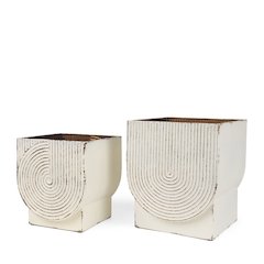 Medina Off White w/ Gold Antiquing Metal Planters (Set of 2)