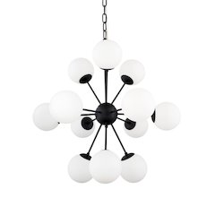 Barbara Matte Black Metal w/ Frosted Glass Globes 11-Light Chandelier