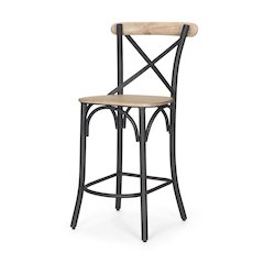 Etienne Light Brown Wood w/ Iron Metal Counter Stool