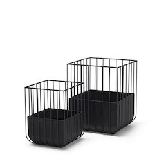 Verna Matte Black Wire Cage Metal Planters (Set of 2)