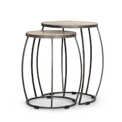 Round Light Brown and Silver Metal Nesting Accent Tables (Set of 2)