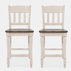 Madison County Rustic Reclaimed Pine Farmhouse Slatback Counter Stool (Set of 2)