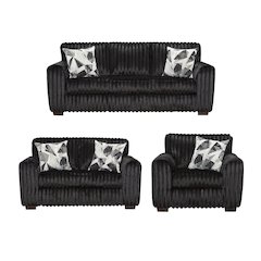 Nolan 3-Piece Living Room Set, Sofa Loveseat and Chair, Lush Black