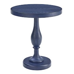 Solmere 22" Round Wood Pedestal End Table, Blue