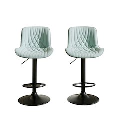 Kovyn Contemporary Adjustable Barstool with Faux Leather Swivel Seats, Set of 2