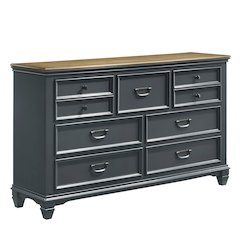 Clelane Wood 7-Drawer Dresser, Slate Blue