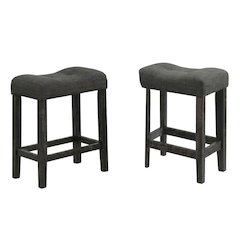 Gray Button Tufted Counter Height Saddle Stools - Set of 2