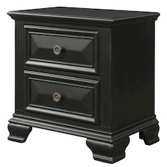 Black Vintage Nightstand with 2 Drawers and Classic Design