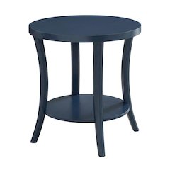 Navy Blue Round End Table with Shelf for Living Room Decor