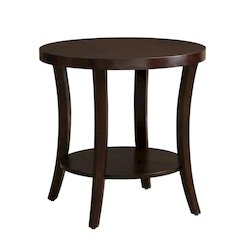 Espresso Round End Table with Lower Shelf for Living Room Ambiance