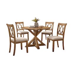 Windvale Cross-Buck Wood 5-Pc Dining Set