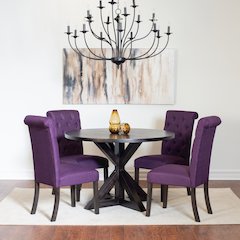 Nylander 5-Pc Dining Set, Cross-Buck Dining Table with 4 Stylish Chairs, Purple