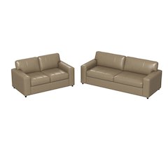 Sakan Leather Upholstered 2-Piece Living Room Set, Sofa and Loveseat, Beige