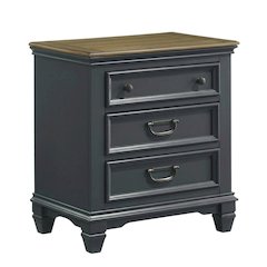 Slate Blue Wood Nightstand with 3 Drawers for Bedroom Storage