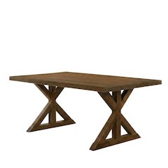Brushed Driftwood Trestle Dining Table, Farmhouse Style, Seats 6
