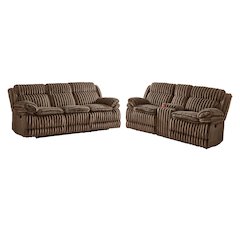 Ardello 2PC Reclining Sofa Set, Corduroy, Built-In Power Center, Storage Console