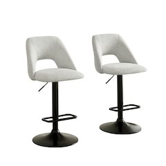 Nuvia Contemporary Adjustable Barstool with Upholstered Swivel Seats, Set of 2