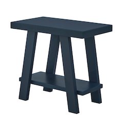 Athens Contemporary Wood Shelf Side Table in Navy Blue