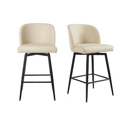 Rhythm Upholstered Counter Height Stool, 360° Swivel, Set of 2, Beige