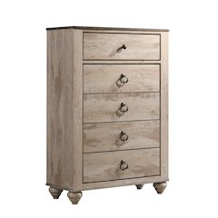 Imerland Contemporary White Wash Finish Patched Wood Top 5-drawer Chest