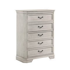 Maderne Wood 5-Drawer Chest, Antique White Finish