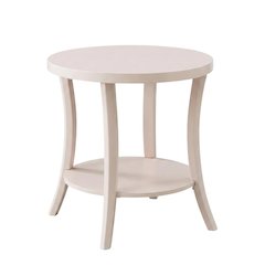 Pink round end table with shelf, modern design for living room accents