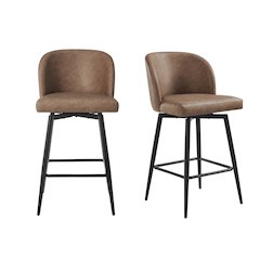 Rhythm Upholstered Counter Height Stool, 360° Swivel, Set of 2, Brown