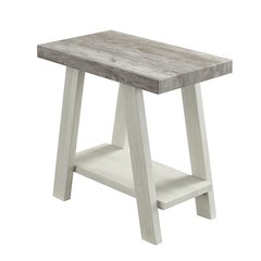 Ethens Contemporary Two-Tone Wood Shelf Side Table in Weathered Gray and Beige