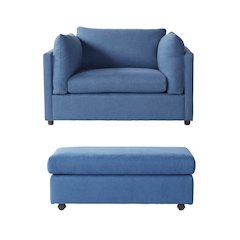 Enda Oversized Living Room Pillow Back Cuddler Arm Chair with Ottoman