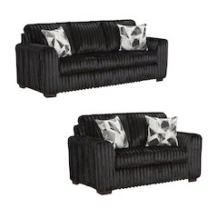 Nolan 2-Piece Living Room Set, Chair and Ottoman, Lush Black