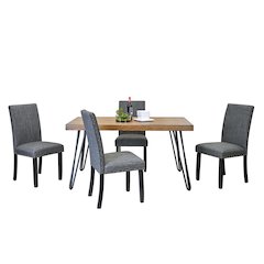 Amisos 5-Pc Dining Set, Hairpin Dining Table with 4 Chairs, Gray