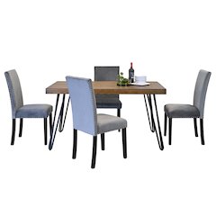 Ashzo 5-Pc Dining Set, Hairpin Dining Table with 4 Chairs, Gray