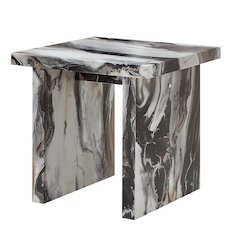 Cavira Modern Faux Marble Living Room End Table, Off-white