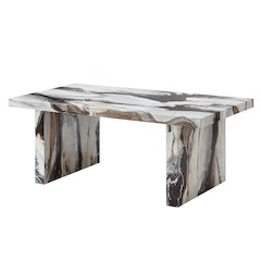 Cavira Modern Faux Marble Living Room Coffee Table, Off-white